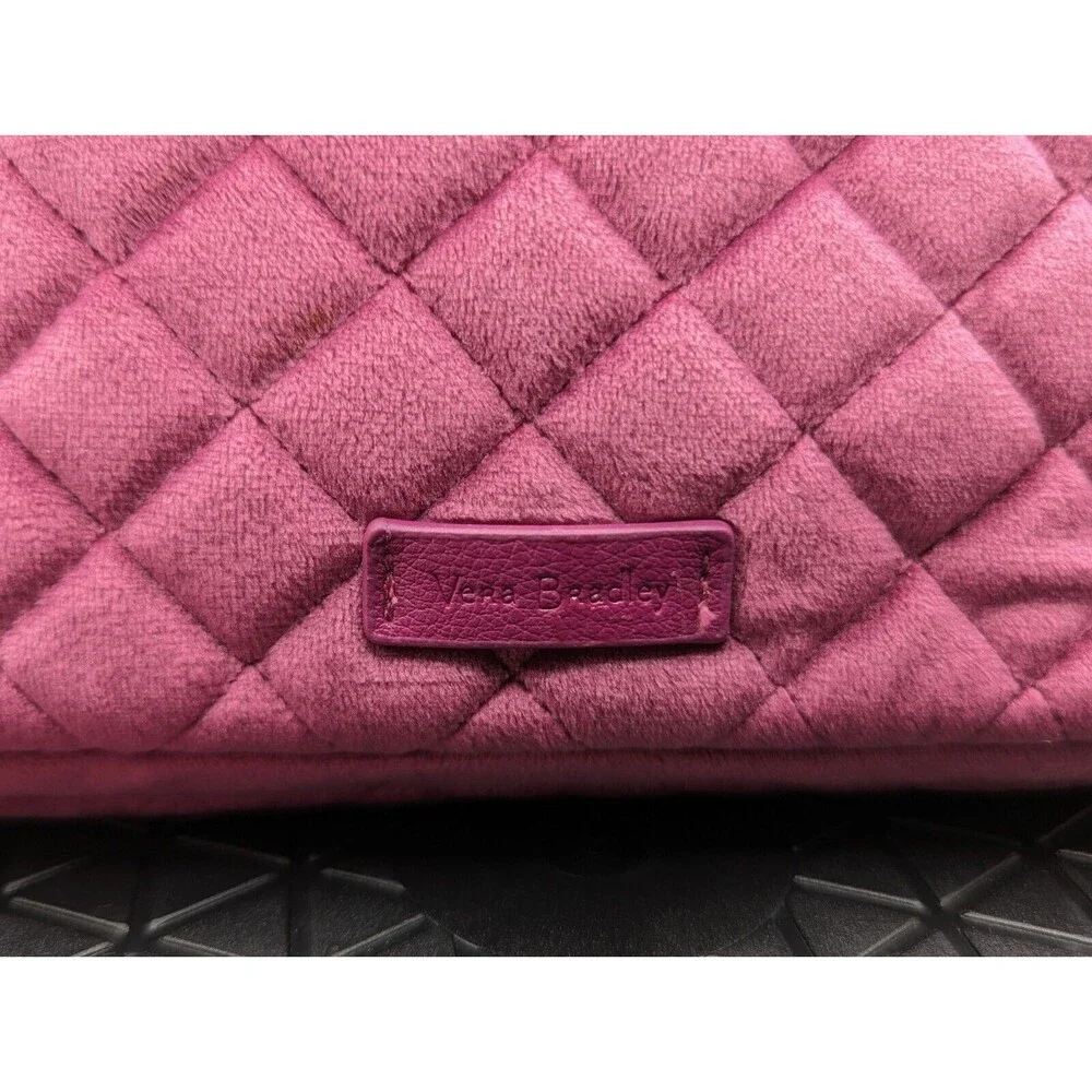 Vera Bradley Cosmetic Travel Bag Pink Velvet Makeup Jewelry Organizer Quilted